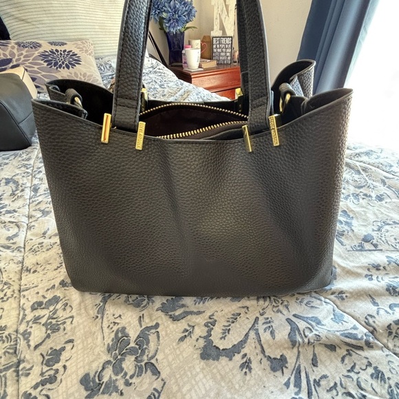 Steve Madden Black Tote Bag with Floral Scarf - Picture 2 of 5